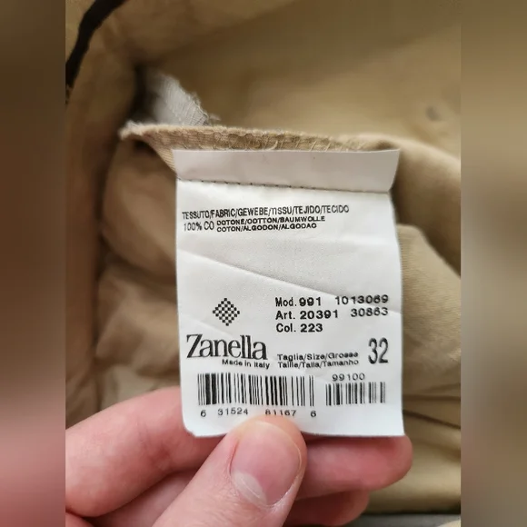 Zanella Italian Men's Warm Grey DressPants/Trousers Size 32 100% Cotton - Picture 4 of 4